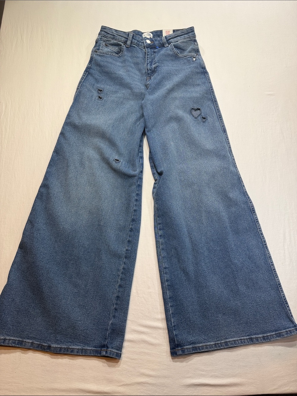 Mills by Millie Bobby Brown Size 4 High Rise Wide Leg Heart Jeans NWT